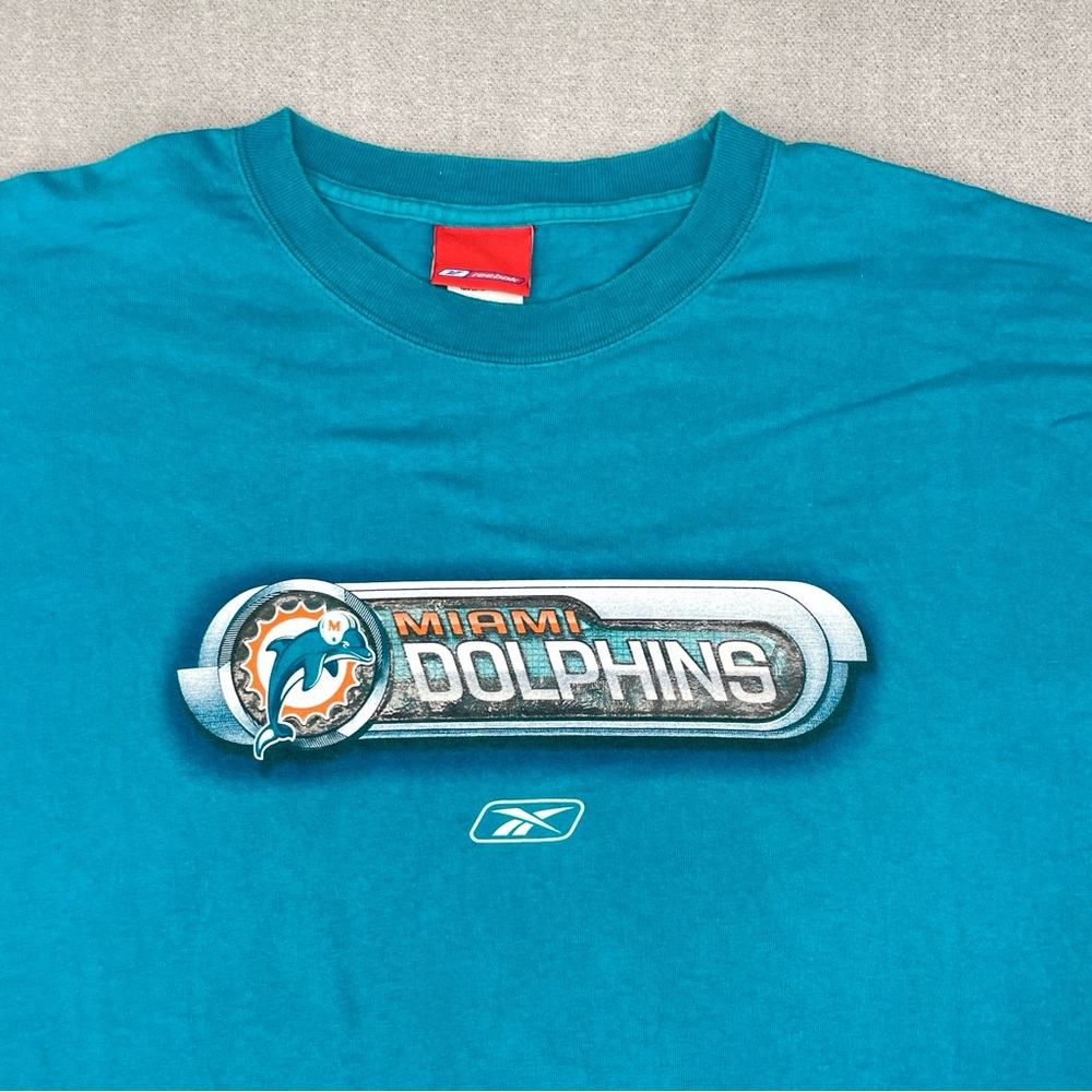 Y2K Reebok Miami Dolphins NFL Vintage T-Shirt Size XL Mens Tee 100% Cotton